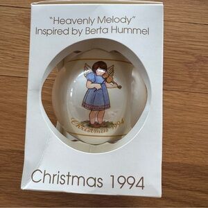 Berta Hummel Heavenly Melody Christmas 1994 Angel Violin Glass Ball Ornament